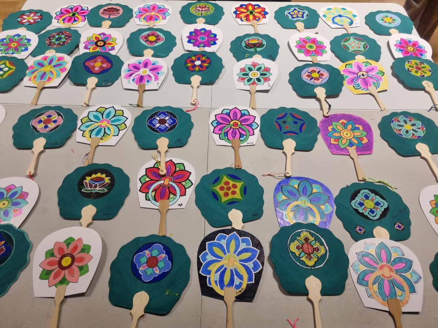 Workshop outcome: Dancheong patterns painted on fans