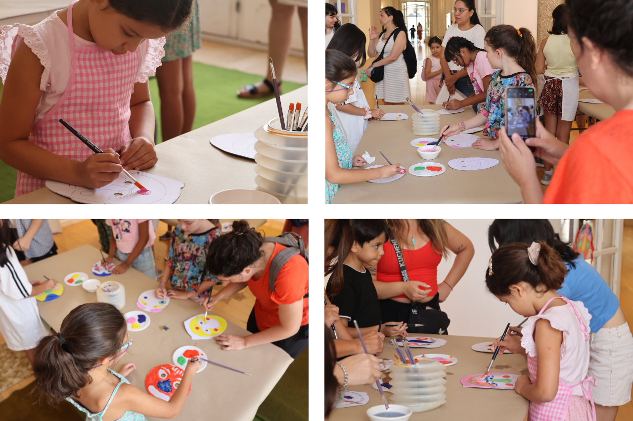 탈을 색칠하는 아이들